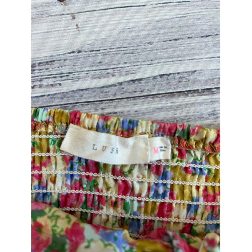 LUSH Floral Print Square Neck Tie Front Maxi Dress‎ Women's Size M - Picture 2 of 8